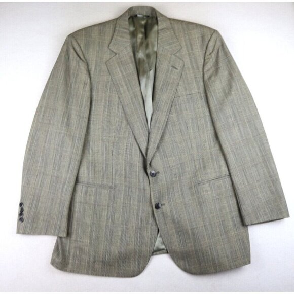 CRICKETEER - MEN'S BEIGE PLAID 2 BUTTON BLAZER JACKET - SIZE - 46R - Picture 1 of 8